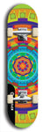 Skateboard deck: Limited edition, North American maple skateboard deck designed by underground artist BellyRash - available widths 7.5 to 8.5 inches in both mellow concave and steep concave shapes. Artwork: DHARMAMECHANIC logo brand popsicle-shaped deck 