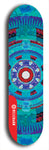 Skateboard deck: Limited edition, North American maple skateboard deck designed by underground artist BellyRash - available widths 7.5 to 8.5 inches in both mellow concave and steep concave shapes. Artwork: DHARMAMECHANIC logo brand popsicle-shaped deck 