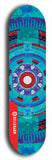 Skateboard deck: Limited edition, North American maple skateboard deck designed by underground artist BellyRash - available widths 7.5 to 8.5 inches in both mellow concave and steep concave shapes. Artwork: DHARMAMECHANIC logo brand popsicle-shaped deck 