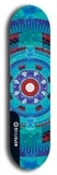 Skateboard deck: Limited edition, North American maple skateboard deck designed by underground artist BellyRash - available widths 7.5 to 8.5 inches in both mellow concave and steep concave shapes. Artwork: DHARMAMECHANIC logo brand popsicle-shaped deck 