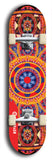 Skateboard deck: Limited edition, North American maple skateboard deck designed by underground artist BellyRash - available widths 7.5 to 8.5 inches in both mellow concave and steep concave shapes. Artwork: DHARMAMECHANIC logo brand popsicle-shaped deck 