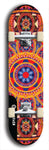 Skateboard deck: Limited edition, North American maple skateboard deck designed by underground artist BellyRash - available widths 7.5 to 8.5 inches in both mellow concave and steep concave shapes. Artwork: DHARMAMECHANIC logo brand popsicle-shaped deck 