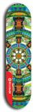 Skateboard deck: Limited edition, North American maple skateboard deck designed by underground artist BellyRash - available widths 7.5 to 8.5 inches in both mellow concave and steep concave shapes. Artwork: DHARMAMECHANIC logo brand popsicle-shaped deck 