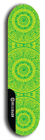 Skateboard deck: Limited edition, North American maple skateboard deck designed by underground artist BellyRash - available widths 7.5 to 8.5 inches in both mellow concave and steep concave shapes. Artwork: DHARMAMECHANIC logo brand popsicle-shaped deck 