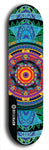 Skateboard deck: Limited edition, North American maple skateboard deck designed by underground artist BellyRash - available widths 7.5 to 8.5 inches in both mellow concave and steep concave shapes. Artwork: DHARMAMECHANIC logo brand popsicle-shaped deck 