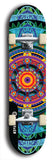 Skateboard deck: Limited edition, North American maple skateboard deck designed by underground artist BellyRash - available widths 7.5 to 8.5 inches in both mellow concave and steep concave shapes. Artwork: DHARMAMECHANIC logo brand popsicle-shaped deck 