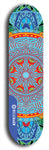 Skateboard deck: Limited edition, North American maple skateboard deck designed by underground artist BellyRash - available widths 7.5 to 8.5 inches in both mellow concave and steep concave shapes. Artwork: DHARMAMECHANIC logo brand popsicle-shaped deck 