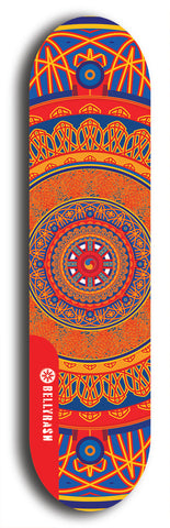 Skateboard deck: Limited edition, North American maple skateboard deck designed by underground artist BellyRash - available widths 7.5 to 8.5 inches in both mellow concave and steep concave shapes. Artwork: DHARMAMECHANIC logo brand popsicle-shaped deck 