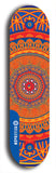 Skateboard deck: Limited edition, North American maple skateboard deck designed by underground artist BellyRash - available widths 7.5 to 8.5 inches in both mellow concave and steep concave shapes. Artwork: DHARMAMECHANIC logo brand popsicle-shaped deck 