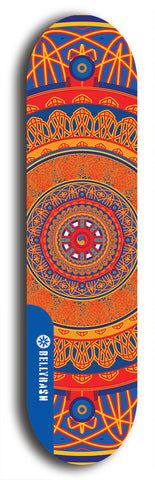 Skateboard deck: Limited edition, North American maple skateboard deck designed by underground artist BellyRash - available widths 7.5 to 8.5 inches in both mellow concave and steep concave shapes. Artwork: DHARMAMECHANIC logo brand popsicle-shaped deck 