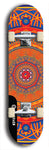 Skateboard deck: Limited edition, North American maple skateboard deck designed by underground artist BellyRash - available widths 7.5 to 8.5 inches in both mellow concave and steep concave shapes. Artwork: DHARMAMECHANIC logo brand popsicle-shaped deck 