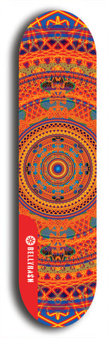 Skateboard deck: Limited edition, North American maple skateboard deck designed by underground artist BellyRash - available widths 7.5 to 8.5 inches in both mellow concave and steep concave shapes. Artwork: DHARMAMECHANIC logo brand popsicle-shaped deck 