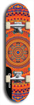Skateboard deck: Limited edition, North American maple skateboard deck designed by underground artist BellyRash - available widths 7.5 to 8.5 inches in both mellow concave and steep concave shapes. Artwork: DHARMAMECHANIC logo brand popsicle-shaped deck 