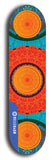 Skateboard deck: Limited edition, North American maple skateboard deck designed by underground artist BellyRash - available widths 7.5 to 8.5 inches in both mellow concave and steep concave shapes. Artwork: DHARMAMECHANIC logo brand popsicle-shaped deck 