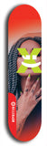 Skateboard deck: Limited edition, North American maple skateboard deck designed by underground artist BellyRash -- available in widths 7.5 to 8.5 inches in both mellow concave and steep concave shapes. Artwork: X;) brand popsicle-shaped skateboard deck with X;) logo broken into multiple colors and shades