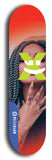 Skateboard deck: Limited edition, North American maple skateboard deck designed by underground artist BellyRash -- available in widths 7.5 to 8.5 inches in both mellow concave and steep concave shapes. Artwork: X;) brand popsicle-shaped skateboard deck with X;) logo broken into multiple colors and shades