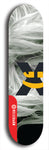 Skateboard deck: Limited edition, North American maple skateboard deck designed by underground artist BellyRash -- available in widths 7.5 to 8.5 inches in both mellow concave and steep concave shapes. Artwork: X;) brand popsicle-shaped skateboard deck with X;) logo broken into multiple colors and shades