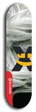 Skateboard deck: Limited edition, North American maple skateboard deck designed by underground artist BellyRash -- available in widths 7.5 to 8.5 inches in both mellow concave and steep concave shapes. Artwork: X;) brand popsicle-shaped skateboard deck with X;) logo broken into multiple colors and shades