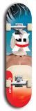 Skateboard deck: Limited edition, North American maple skateboard deck designed by underground artist BellyRash -- available in widths 7.5 to 8.5 inches in both mellow concave and steep concave shapes. Artwork: X;) brand popsicle-shaped skateboard deck with X;) logo broken into multiple colors and shades