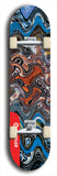 Skateboard deck: Limited edition, North American maple skateboard deck designed by underground artist BellyRash - available widths 7.5 to 8.5 inches in both mellow concave and steep concave shapes. Artwork: ABEX LIQUID brand popsicle-shaped with a multi-colored swirling patterned background