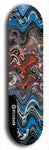 Skateboard deck: Limited edition, North American maple skateboard deck designed by underground artist BellyRash - available widths 7.5 to 8.5 inches in both mellow concave and steep concave shapes. Artwork: ABEX LIQUID brand popsicle-shaped with a multi-colored swirling patterned background