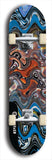 Skateboard deck: Limited edition, North American maple skateboard deck designed by underground artist BellyRash - available widths 7.5 to 8.5 inches in both mellow concave and steep concave shapes. Artwork: ABEX LIQUID brand popsicle-shaped with a multi-colored swirling patterned background