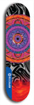 Skateboard deck: Limited edition, North American maple skateboard deck designed by underground artist BellyRash - available widths 7.5 to 8.5 inches in both mellow concave and steep concave shapes. Artwork: DHARMAMECHANIC logo brand popsicle-shaped deck 