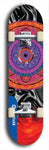 Skateboard deck: Limited edition, North American maple skateboard deck designed by underground artist BellyRash - available widths 7.5 to 8.5 inches in both mellow concave and steep concave shapes. Artwork: DHARMAMECHANIC logo brand popsicle-shaped deck 