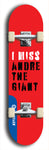 Skateboard deck: Limited edition, North American maple skateboard deck designed by underground artist BellyRash - available widths 7.5 to 8.5 inches in both mellow concave and steep concave shapes. Artwork: DEFYANT GIANT logo brand popsicle-shaped deck