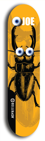 Skateboard deck: Limited edition, North American maple skateboard deck designed by underground artist BellyRash - available widths 7.5 to 8.5 inches in both mellow concave and steep concave shapes. Artwork: EYEBALL JOE logo brand popsicle-shaped deck 