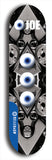 Skateboard deck: Limited edition, North American maple skateboard deck designed by underground artist BellyRash - available widths 7.5 to 8.5 inches in both mellow concave and steep concave shapes. Artwork: EYEBALL JOE logo brand popsicle-shaped deck 