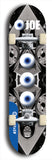 Skateboard deck: Limited edition, North American maple skateboard deck designed by underground artist BellyRash - available widths 7.5 to 8.5 inches in both mellow concave and steep concave shapes. Artwork: EYEBALL JOE logo brand popsicle-shaped deck 