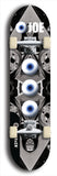 Skateboard deck: Limited edition, North American maple skateboard deck designed by underground artist BellyRash - available widths 7.5 to 8.5 inches in both mellow concave and steep concave shapes. Artwork: EYEBALL JOE logo brand popsicle-shaped deck 