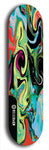 Skateboard deck: Limited edition, North American maple skateboard deck designed by underground artist BellyRash - available widths 7.5 to 8.5 inches in both mellow concave and steep concave shapes. Artwork: ABEX LIQUID brand popsicle-shaped with a multi-colored swirling patterned background