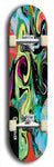 Skateboard deck: Limited edition, North American maple skateboard deck designed by underground artist BellyRash - available widths 7.5 to 8.5 inches in both mellow concave and steep concave shapes. Artwork: ABEX LIQUID brand popsicle-shaped with a multi-colored swirling patterned background