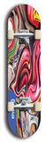 Limited edition, North American maple skateboard deck designed by underground artist BellyRash - available widths 7.5 to 8.5 inches in both mellow concave and steep concave shapes. Artwork: ABEX LIQUID brand popsicle-shaped with a multi-colored swirling patterned background