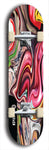 Limited edition, North American maple skateboard deck designed by underground artist BellyRash - available widths 7.5 to 8.5 inches in both mellow concave and steep concave shapes. Artwork: ABEX LIQUID brand popsicle-shaped with a multi-colored swirling patterned background