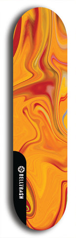 Skateboard deck: Limited edition, North American maple skateboard deck designed by underground artist BellyRash - available widths 7.5 to 8.5 inches in both mellow concave and steep concave shapes. Artwork: ABEX LIQUID brand popsicle-shaped with a multi-colored swirling patterned background