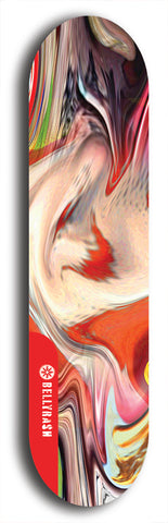 Skateboard deck: Limited edition, North American maple skateboard deck designed by underground artist BellyRash - available widths 7.5 to 8.5 inches in both mellow concave and steep concave shapes. Artwork: ABEX LIQUID brand popsicle-shaped with a multi-colored swirling patterned background