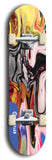 Skateboard deck: Limited edition, North American maple skateboard deck designed by underground artist BellyRash - available widths 7.5 to 8.5 inches in both mellow concave and steep concave shapes. Artwork: ABEX LIQUID brand popsicle-shaped with a multi-colored swirling patterned background