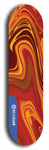 Skateboard deck: Limited edition, North American maple skateboard deck designed by underground artist BellyRash - available widths 7.5 to 8.5 inches in both mellow concave and steep concave shapes. Artwork: ABEX LIQUID brand popsicle-shaped with a multi-colored swirling patterned background