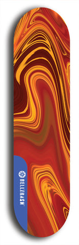 Skateboard deck: Limited edition, North American maple skateboard deck designed by underground artist BellyRash - available widths 7.5 to 8.5 inches in both mellow concave and steep concave shapes. Artwork: ABEX LIQUID brand popsicle-shaped with a multi-colored swirling patterned background