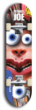 Skateboard deck: Limited edition, North American maple skateboard deck designed by underground artist BellyRash - available widths 7.5 to 8.5 inches in both mellow concave and steep concave shapes. Artwork: EYEBALL JOE logo brand popsicle-shaped deck 