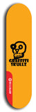 Skateboard deck: Limited edition, North American maple skateboard deck designed by underground artist BellyRash - available widths 7.5 to 8.5 inches in both mellow concave and steep concave shapes. Artwork: GRAFFITI SKULLZ logo brand popsicle-shaped deck with graffiti or street art background