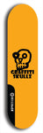 Skateboard deck: Limited edition, North American maple skateboard deck designed by underground artist BellyRash - available widths 7.5 to 8.5 inches in both mellow concave and steep concave shapes. Artwork: GRAFFITI SKULLZ logo brand popsicle-shaped deck with graffiti or street art background