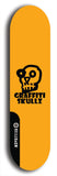 Skateboard deck: Limited edition, North American maple skateboard deck designed by underground artist BellyRash - available widths 7.5 to 8.5 inches in both mellow concave and steep concave shapes. Artwork: GRAFFITI SKULLZ logo brand popsicle-shaped deck with graffiti or street art background