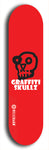 Skateboard deck: Limited edition, North American maple skateboard deck designed by underground artist BellyRash - available widths 7.5 to 8.5 inches in both mellow concave and steep concave shapes. Artwork: GRAFFITI SKULLZ logo brand popsicle-shaped deck with graffiti or street art background