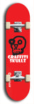 Skateboard deck: Limited edition, North American maple skateboard deck designed by underground artist BellyRash - available widths 7.5 to 8.5 inches in both mellow concave and steep concave shapes. Artwork: GRAFFITI SKULLZ logo brand popsicle-shaped deck with graffiti or street art background