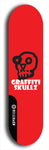 Skateboard deck: Limited edition, North American maple skateboard deck designed by underground artist BellyRash - available widths 7.5 to 8.5 inches in both mellow concave and steep concave shapes. Artwork: GRAFFITI SKULLZ logo brand popsicle-shaped deck with graffiti or street art background