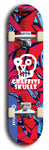 Skateboard deck: Limited edition, North American maple skateboard deck designed by underground artist BellyRash - available widths 7.5 to 8.5 inches in both mellow concave and steep concave shapes. Artwork: GRAFFITI SKULLZ logo brand popsicle-shaped deck with graffiti or street art background